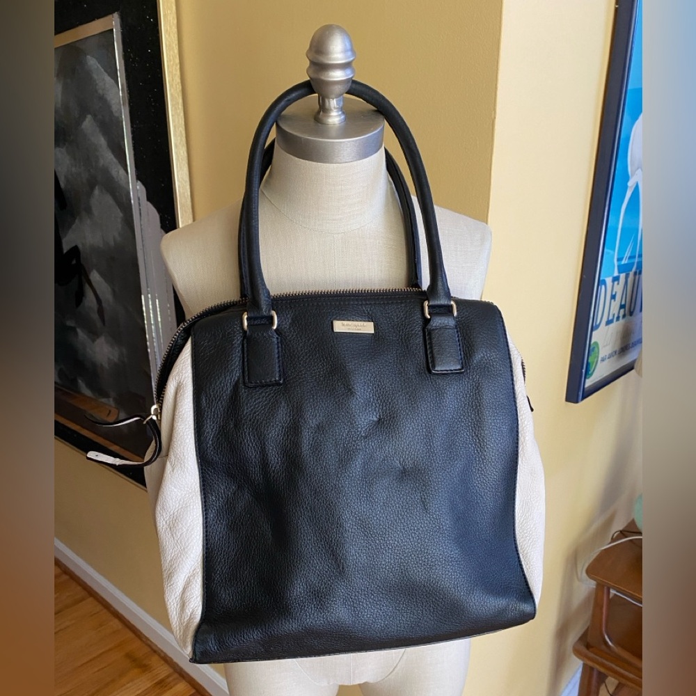 kate spade black and cream magnolia park ollie handbag satchel purse